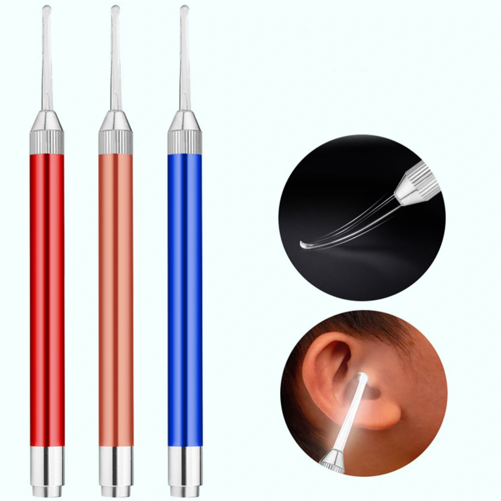 3Pcs Ear Scoop Childrens Luminous Ear Scoop Baby Ear Pick Tool  Prcatical Ear Wax Pick Cleaner (Golden, Red, Blue)