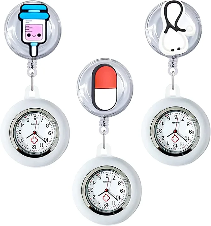 3pcs Nurses Watches Brooch Fob Watches Clip-on Pocket Watch Digital Pocket Watches