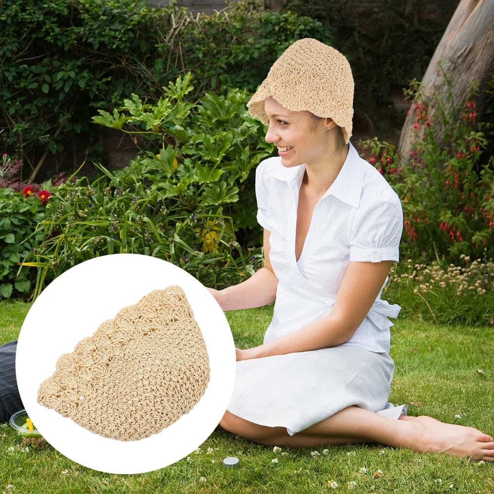 1pc Stylish Foldable Sun Protection Hat Lightweight Hand-woven Straw Hat