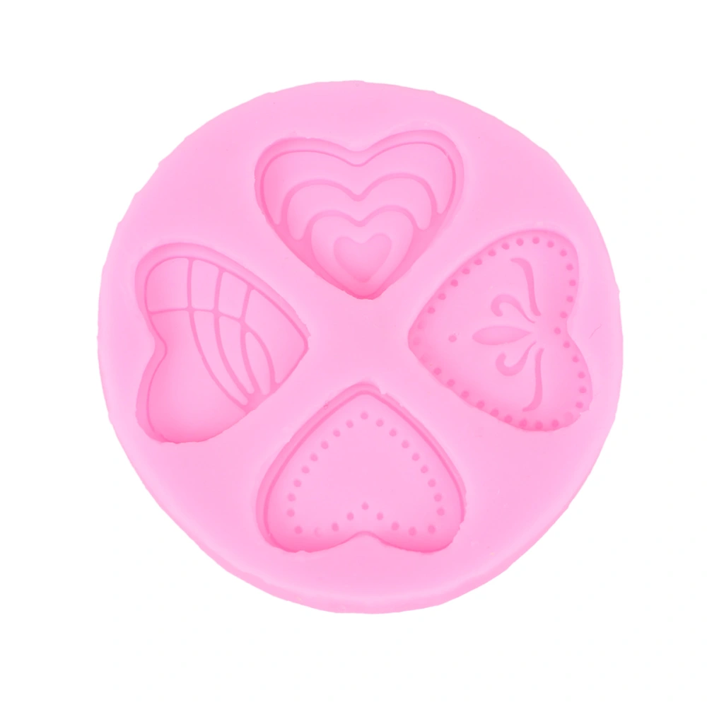 Silicone Lace Design Heart Mold DIY Fondant Chocolate Jelly Mould Cake Decoration Kitchen Baking Tool (Pink)