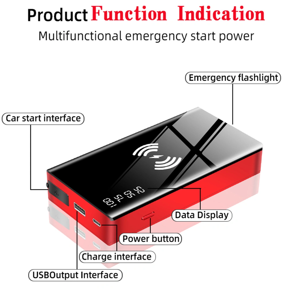12V Emergency Car Jump Starter Multipurpose Vehicle Power Bank with EU Plug
