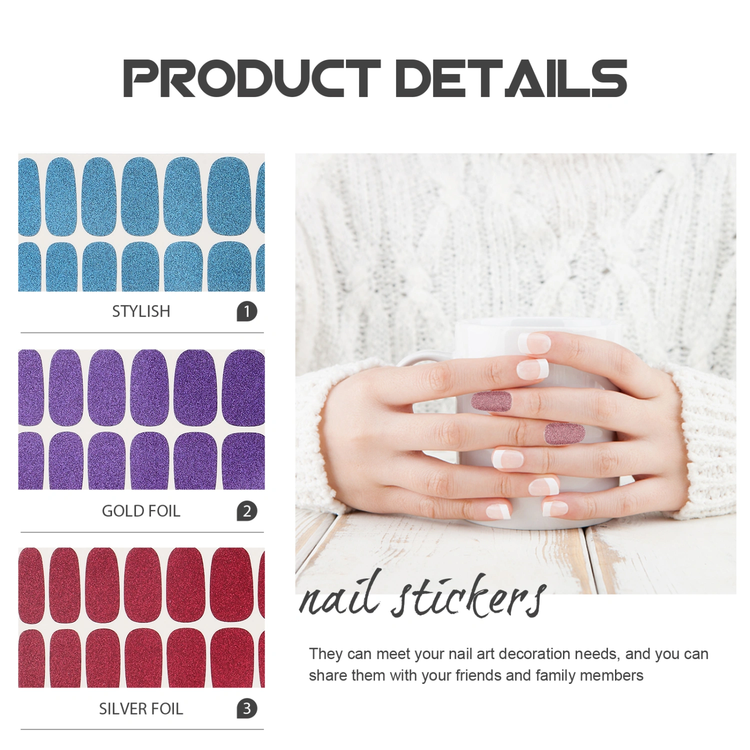6 Sheets of Full Wrap Nail Polish Stickers Fresh Nail Strips Nail Art Polish Decals