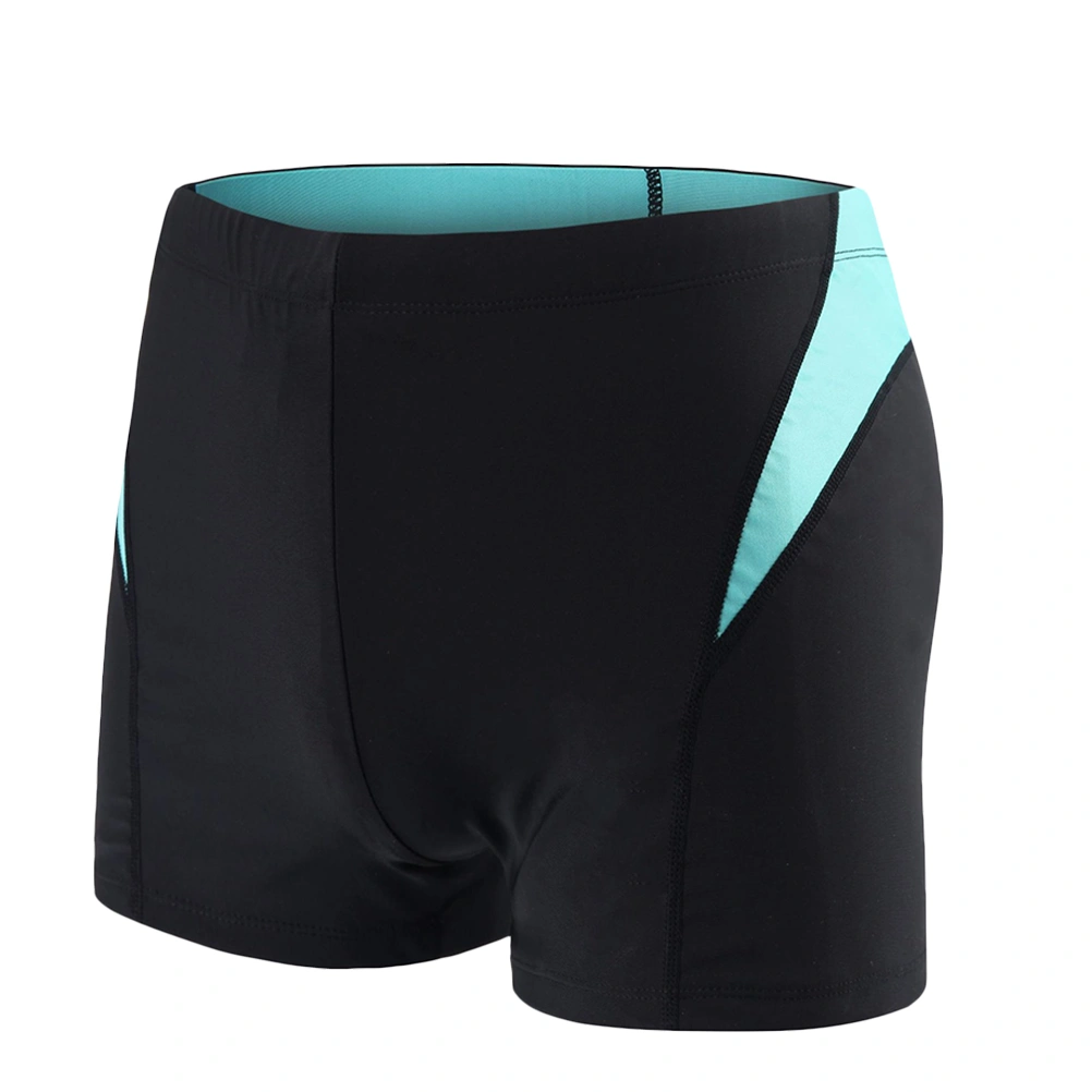 Outdoor Men Swimwear Beach Swimming Trunks Elastic Boardshort One Piece Swimsuit Swimming Supplies (Black Sea Blue, 2XL)
