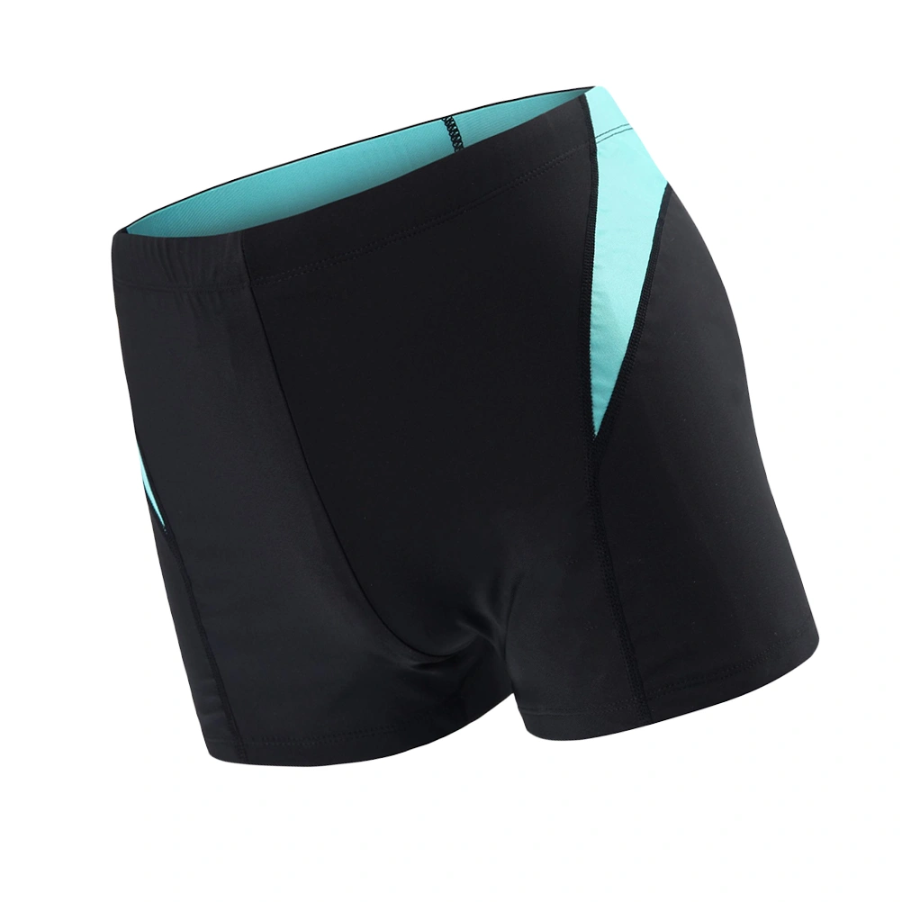 Outdoor Men Swimwear Beach Swimming Trunks Elastic Boardshort One Piece Swimsuit Swimming Supplies (Black Sea Blue, 2XL)