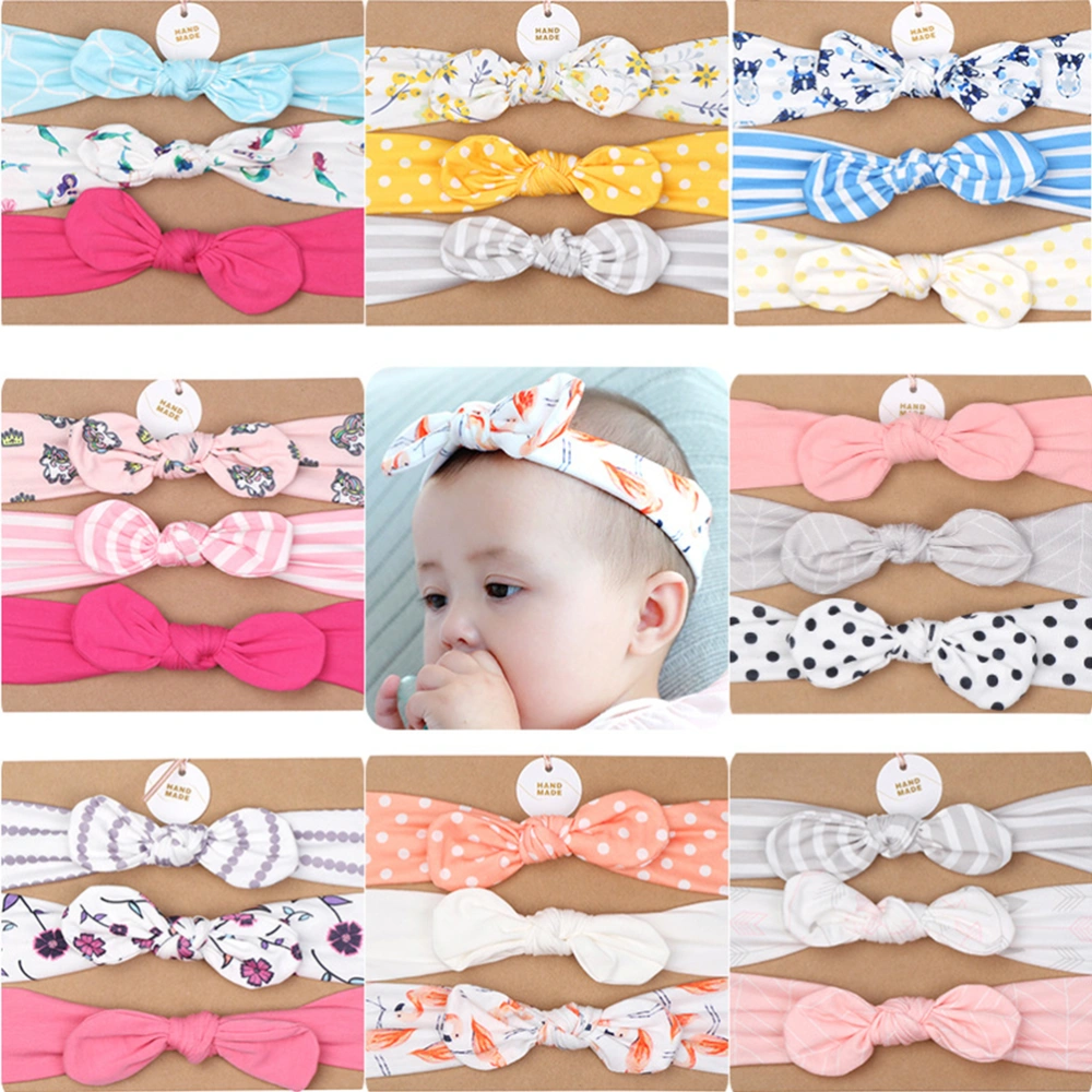 3PCS Children's Hair Band Set Baby Hair Accessories Set Jewelry Bow Small Ear Shape Headband Decor for Kids Under 2 Years Old (Happy Lily of the Valley)