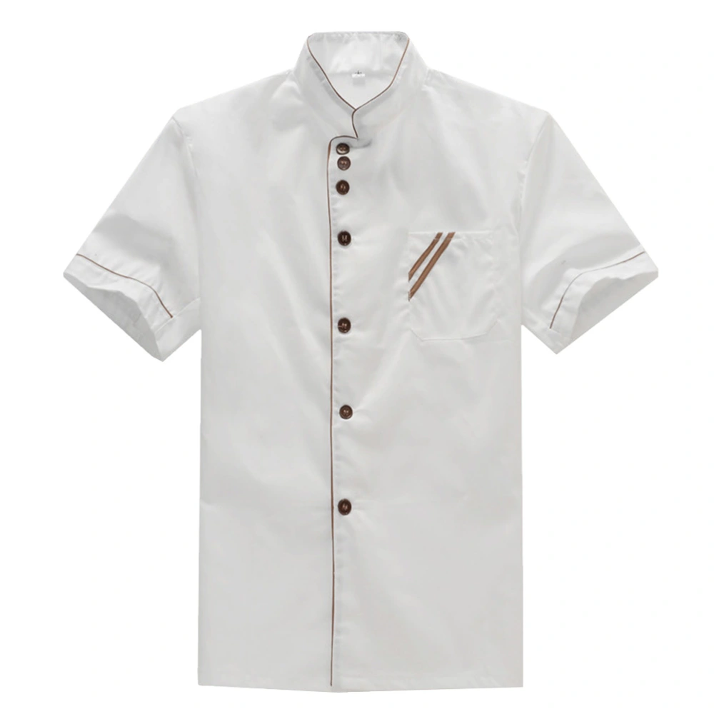 Unisex Short Sleeve Basical Chef Catering Shirt for Bakery Food Service Restaurant Size M (White)