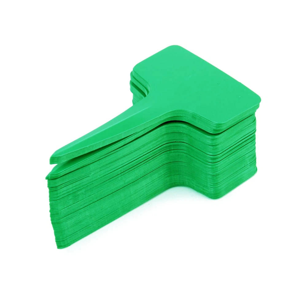 100pcs 10*6cm Plastic Plant T-type Tags Markers Nursery Garden Labels (Green)