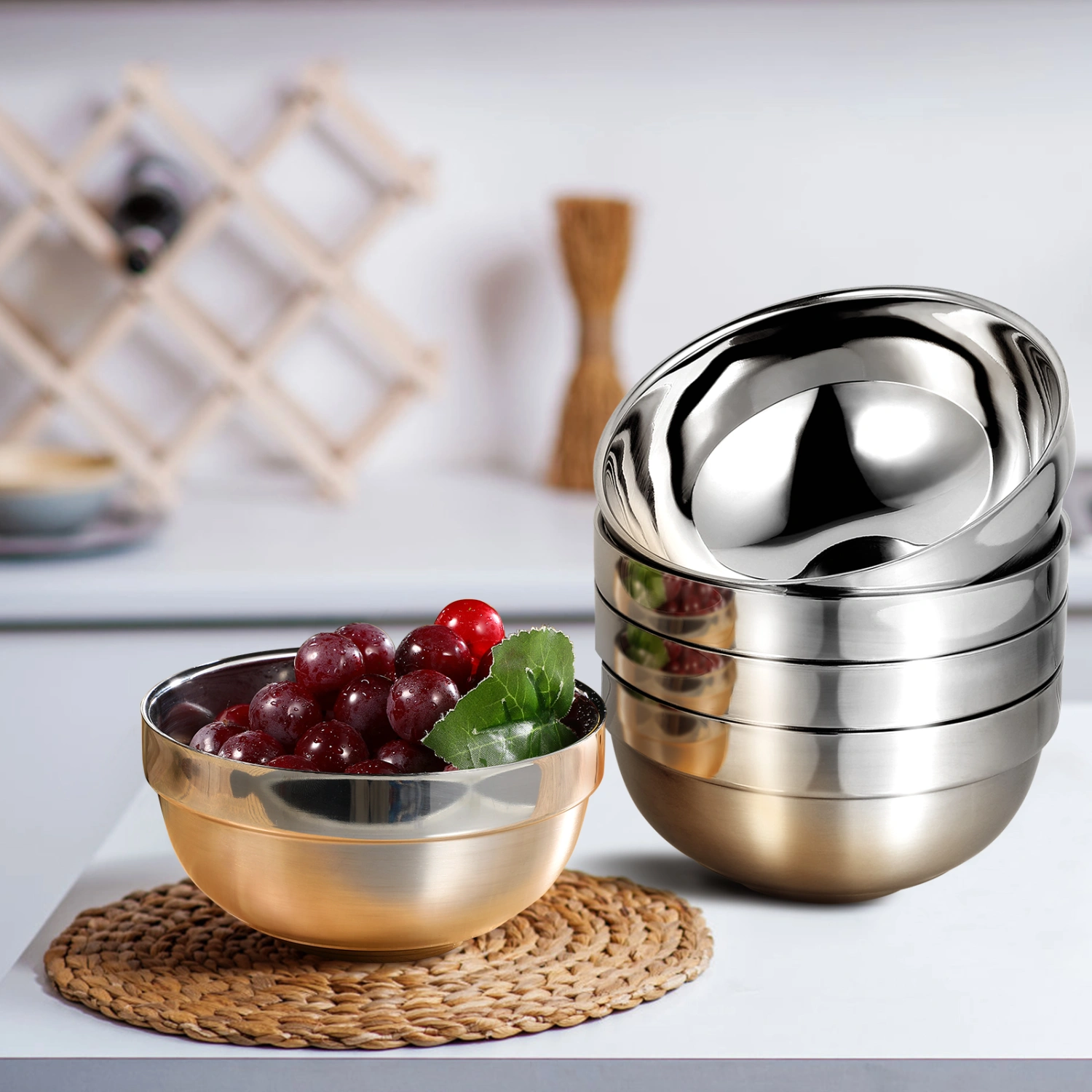 Kitchen Ramen Bowl Stainless Steel Salad Bowl Household Ramen Noodle Serving Bowl