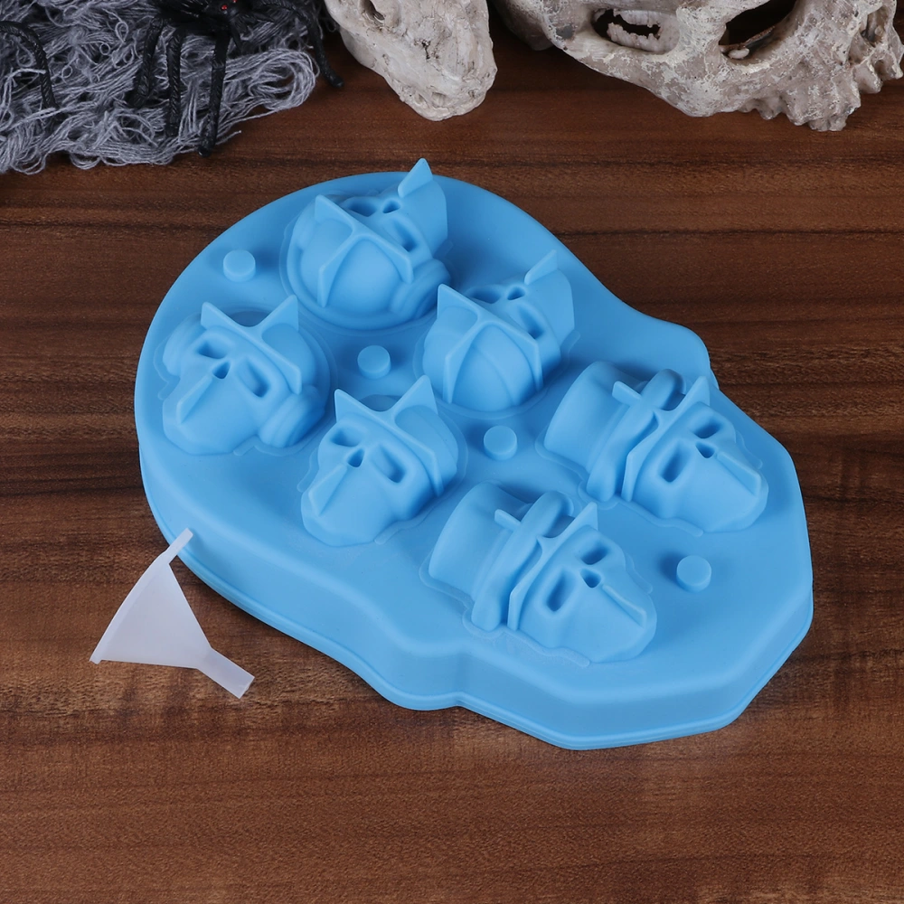 3D Skull Head Ice Mold Silicone Ice Cube Tray Horror Funny Cake Baking Mold for Whiskey Cocktails Party (Blue)