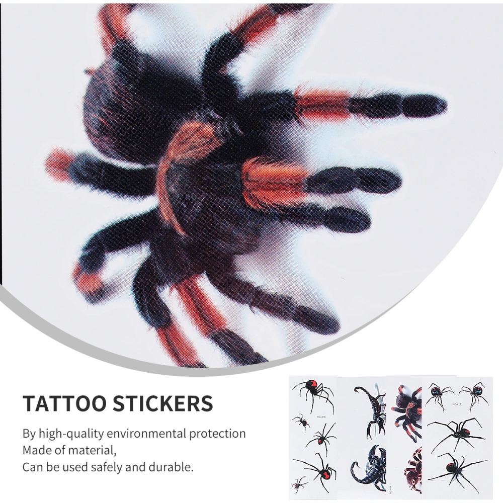 20 Sheets Halloween Spider Tattoos Stickers Waterproof Temporary Body Stickers