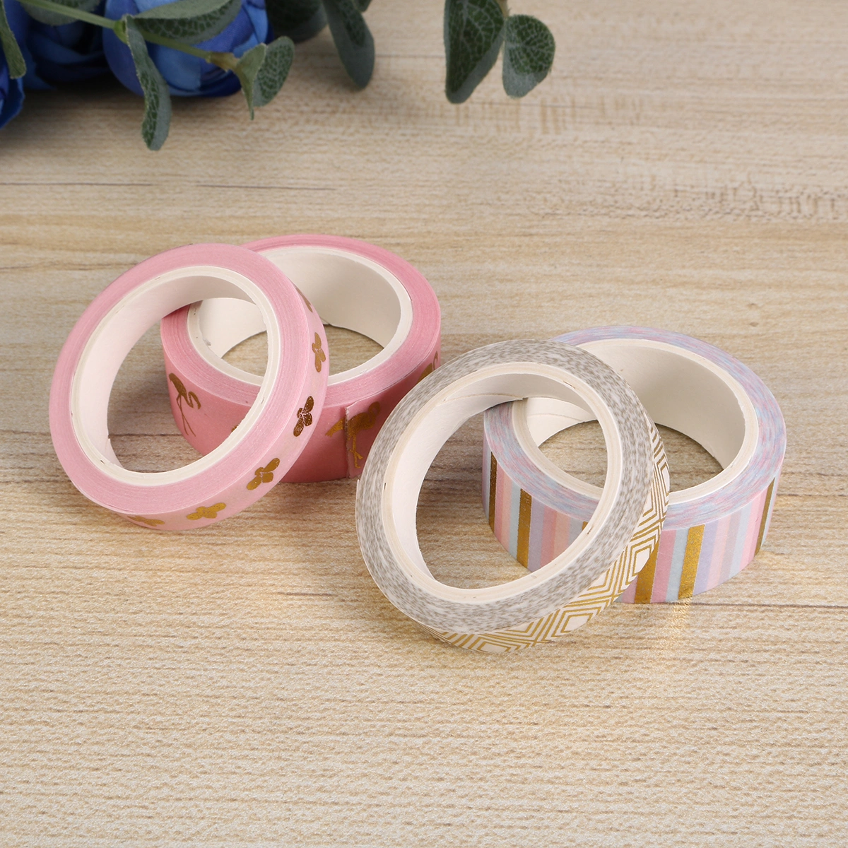 1Pc Hot Stamping Washi Paper Tape DIY Decorative Tape Crafts Gift Packing Band Scrapbook Diary Ornament (Flamingo Pattern)