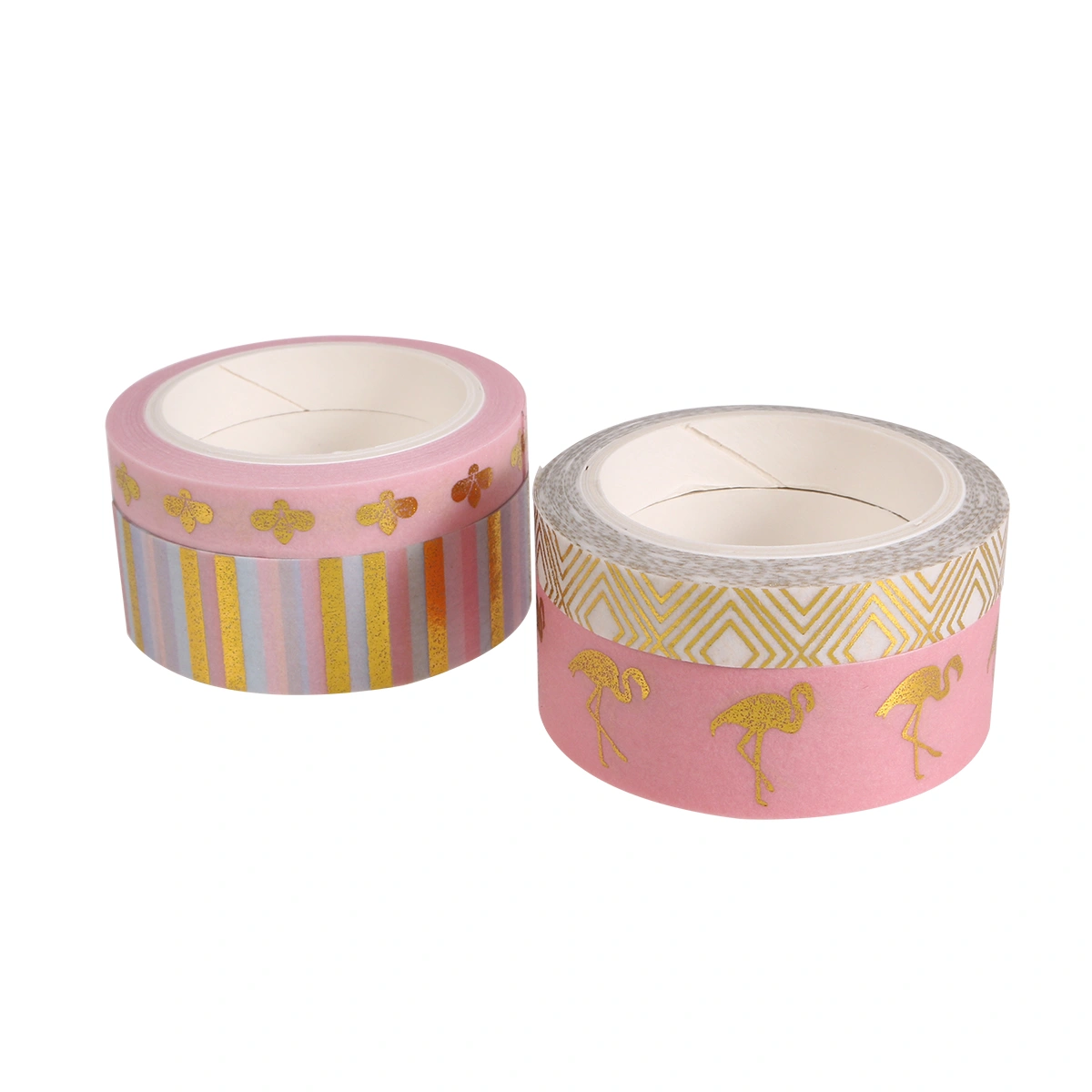 1Pc Hot Stamping Washi Paper Tape DIY Decorative Tape Crafts Gift Packing Band Scrapbook Diary Ornament (Flamingo Pattern)
