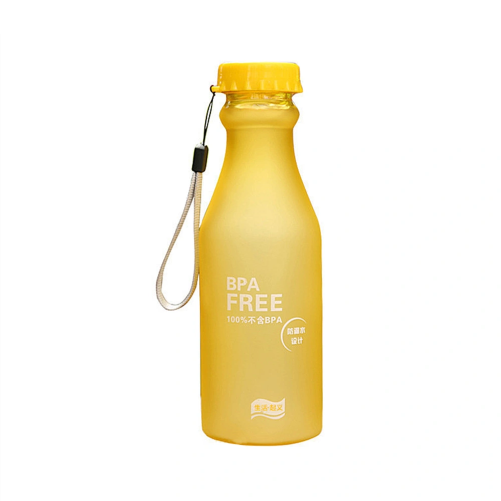 550ml Plastic Frosted Water Drinking Bottle Unbreakable Leakproof BPA Free Water Bottle for Yoga Running Outdoor Sports (Yellow)