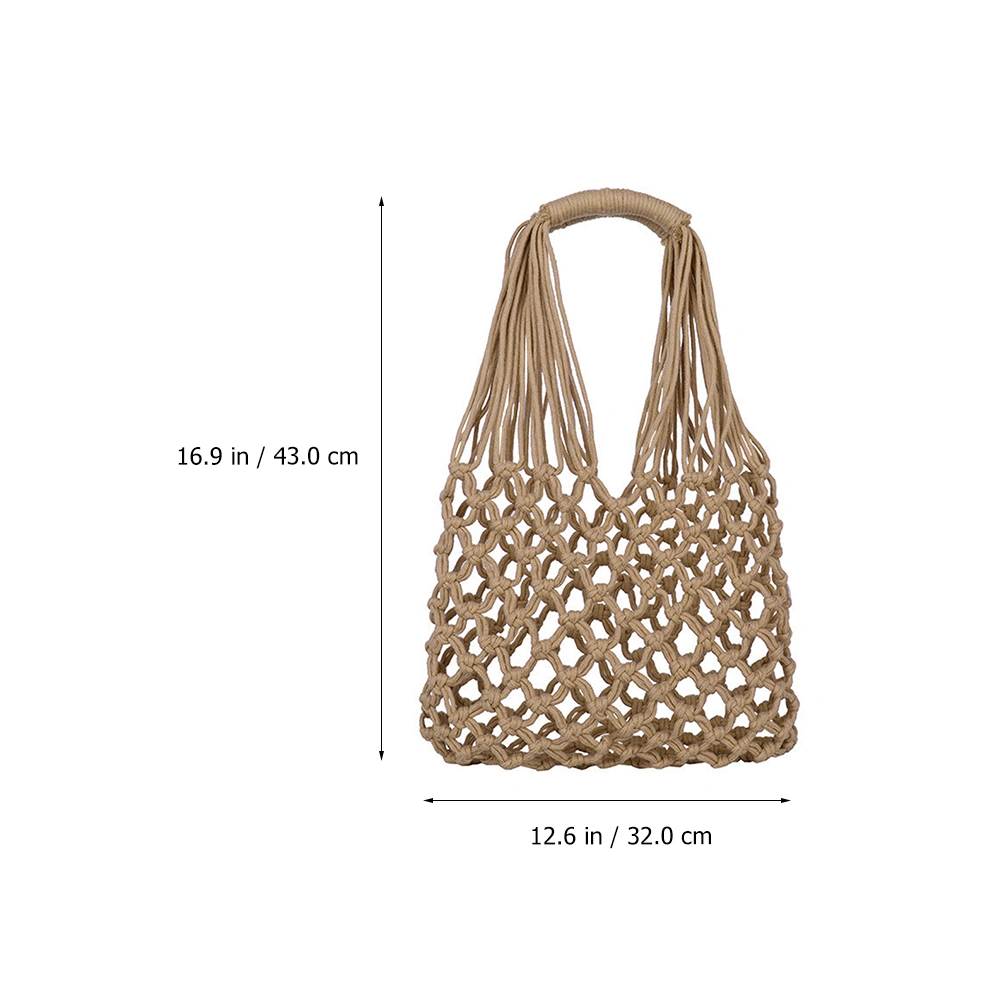 1pc Shopping Bag Handmade Woven Hollowed Bag Fashion Beach Shoulder Bag
