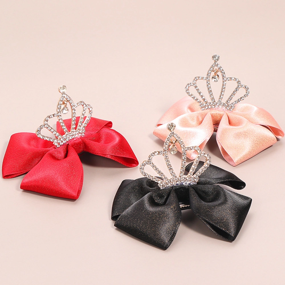 Three Dimensional Bow Hairpin Crown for kids Bow Hairpin Headdress  Bowknot Shaped Headdress(Pink)