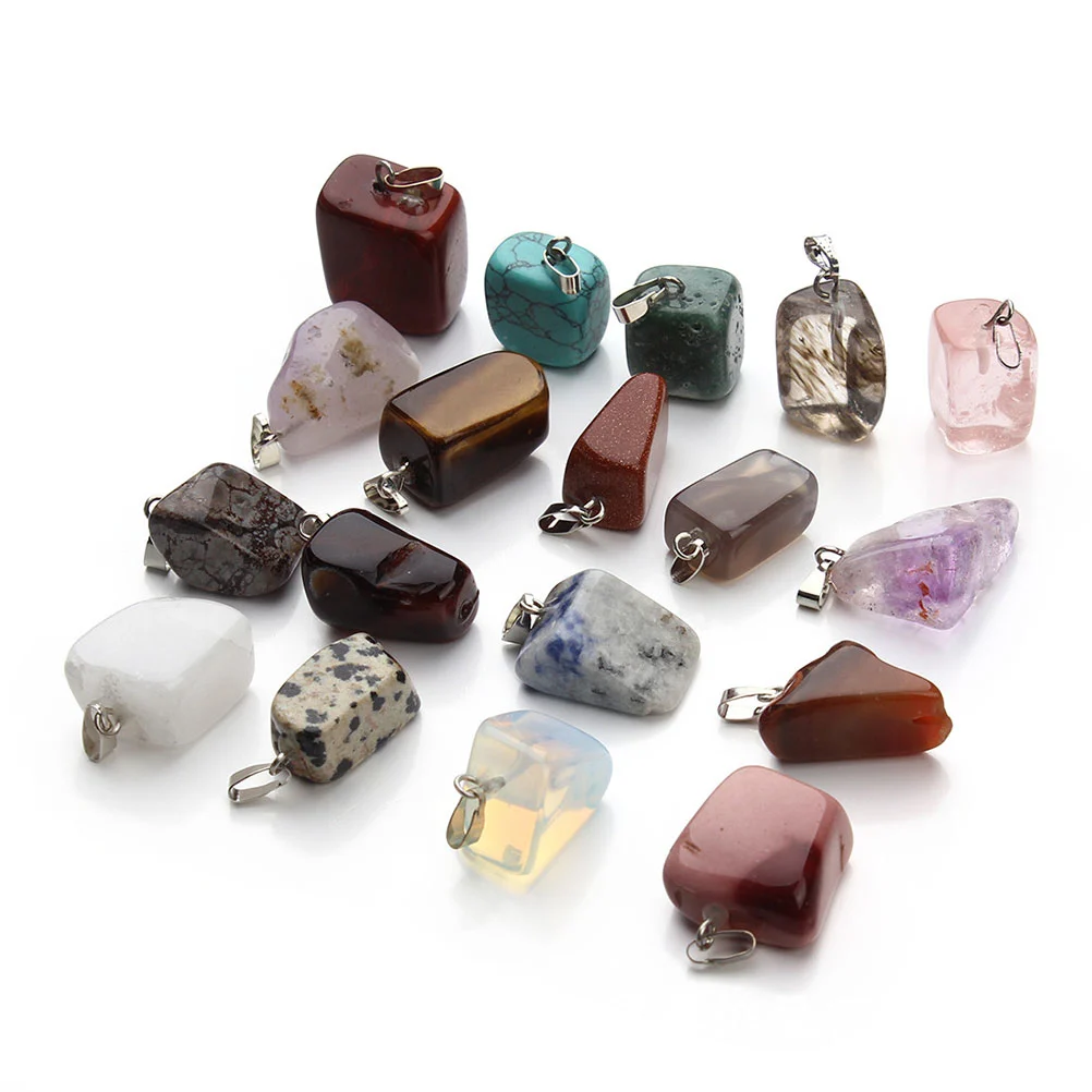 20 Pcs Natural Crystal Irregular Shape Stone Pendant DIY Stone Hanging Accessories for Jewelry Necklace Earrings Making (Mixed Style)