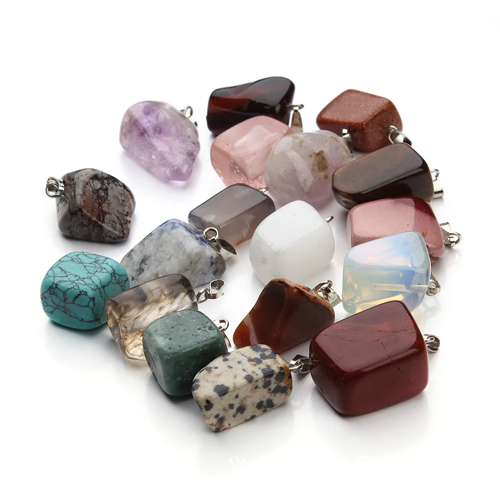 20 Pcs Natural Crystal Irregular Shape Stone Pendant DIY Stone Hanging Accessories for Jewelry Necklace Earrings Making (Mixed Style)