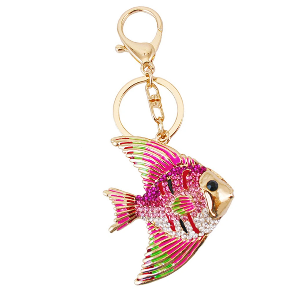 Tropical Fish Rhinestone Keychain Car Keyring Purse Bag Pendant Decoration Hanging Keychain Accessory Creative Gift (Random Color)