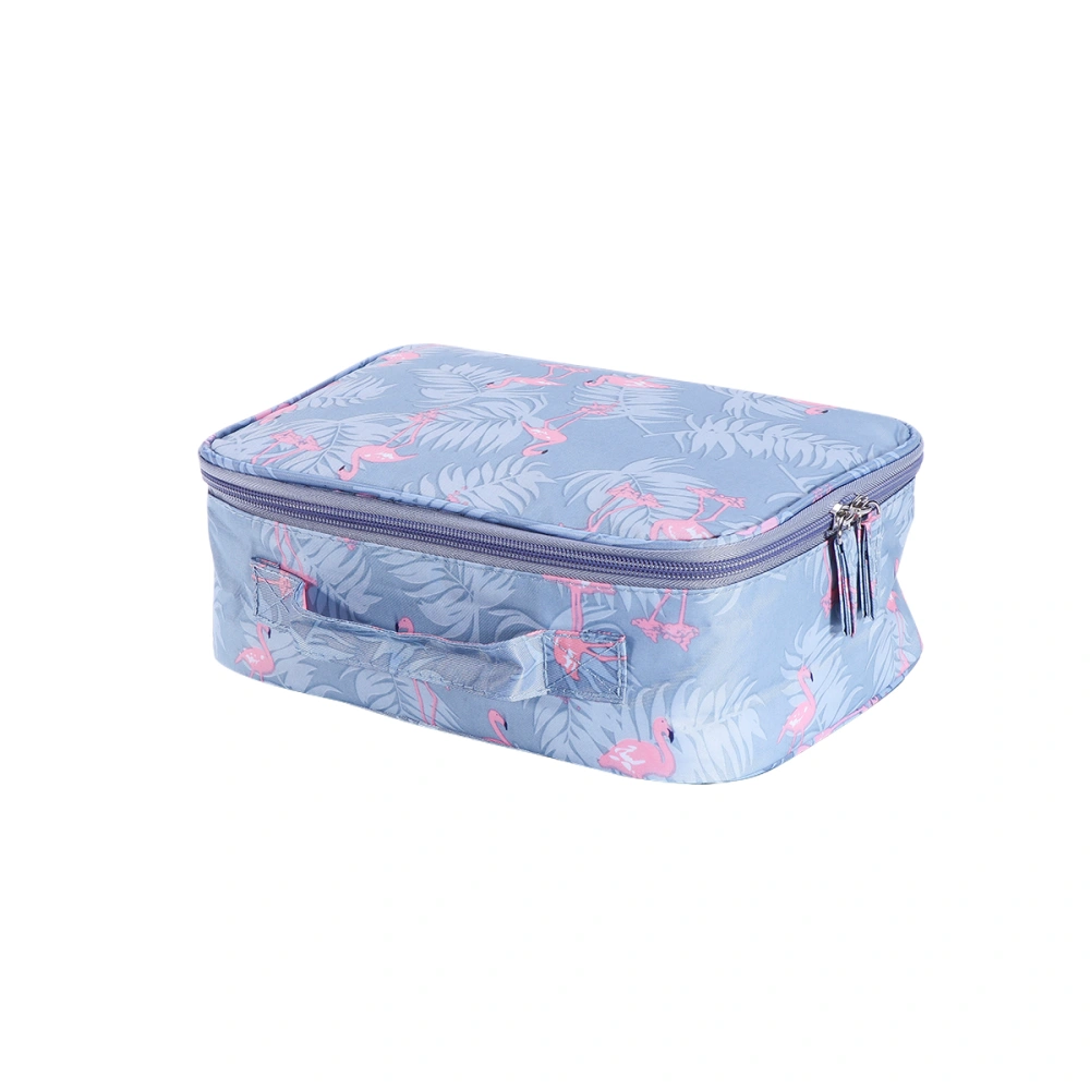 Waterproof Large Capacity Cosmetic Bag Portable Makeup Brush Organizer Kit Multifunctional Vacation Travel Home Toiletry Printed Pouch (Gray Flamingo)