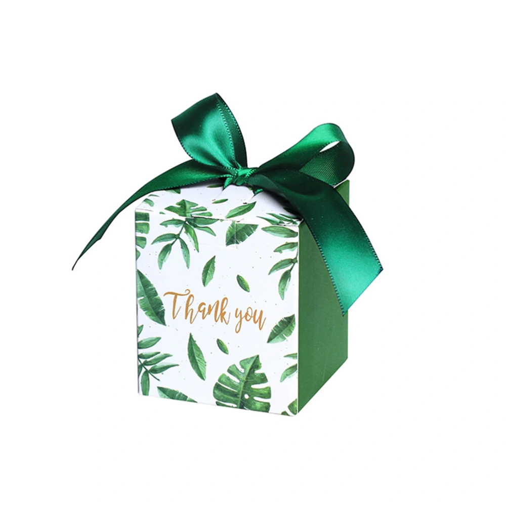 20pcs Green Square Candy Boxes Paper Chocolate Boxes Gift Container with Bowknot for Wedding