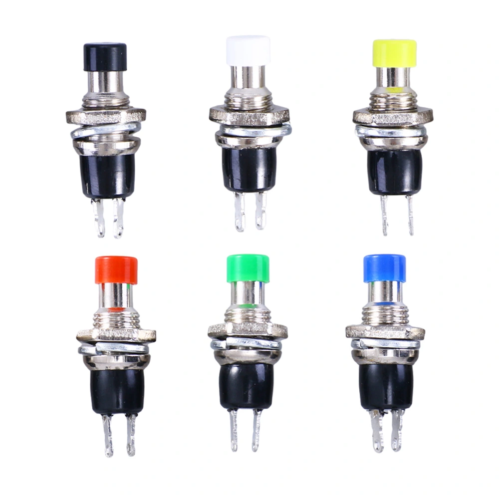 24Pcs 7MM Mounting Hole 1A 250V AC 2 OFF/ON Thread SPST Momentary Latching Mini Push Button Switch (Red, Green, Yellow, Blue, White, Black)