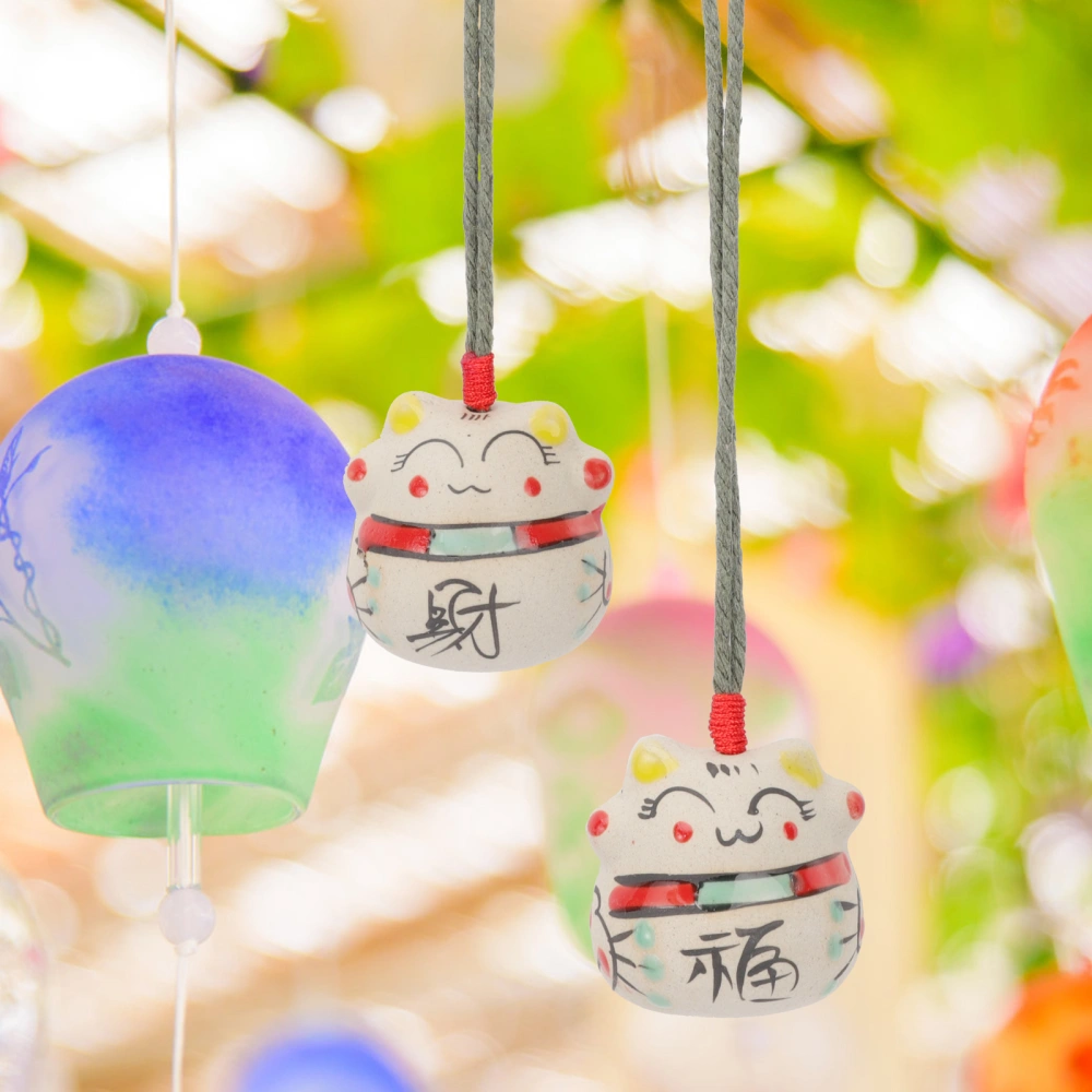 2pcs Outdoor Balcony Garden Wind Chimes Wind Bell Decors Fortune Cat Wind Bells