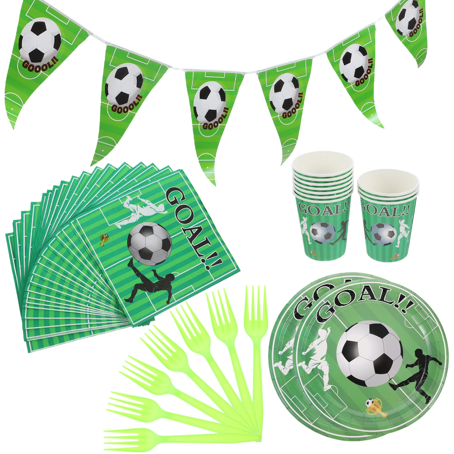 1 Set of Soccer Themed Party Tableware Disposable Paper Tableware Soccer Party Decoration