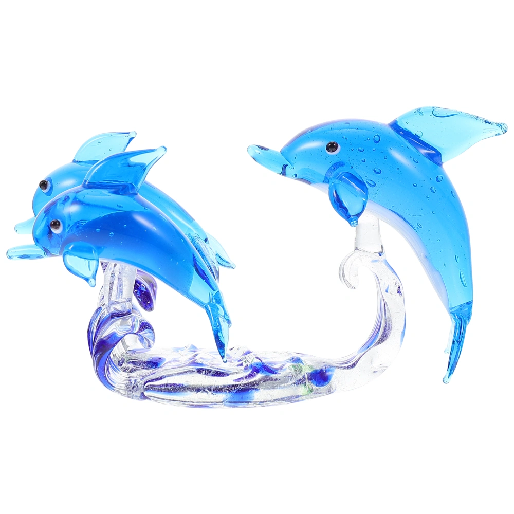 Exquisite Crystal Glass Dolphin Adornment Living Room Desktop Decor Collectible Gift