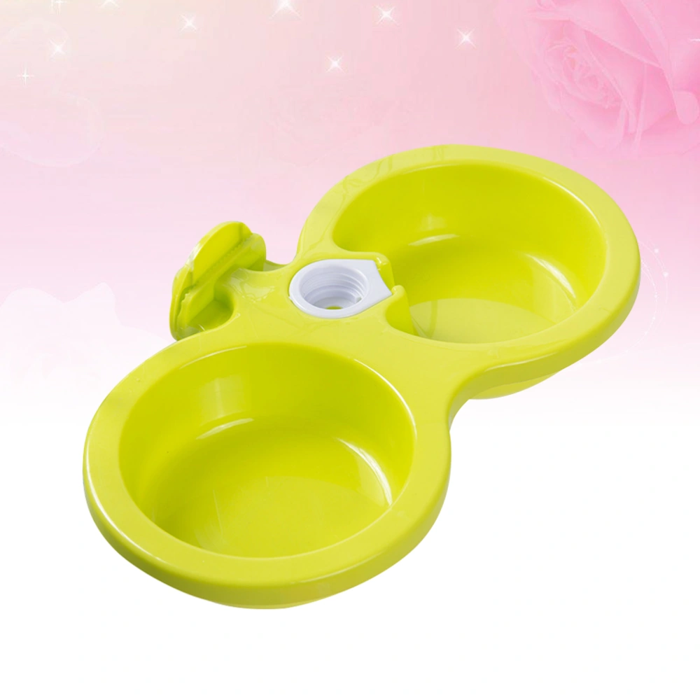 Pet Double Bowl Hanging Pet Water Food Feeder Dual Feeding Bowl for Cat Dog (Green, Size L)