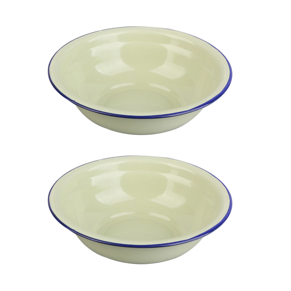 2pcs Retro Style Enameled Bowls Soup Bowls Vintage Style Bowls for Home