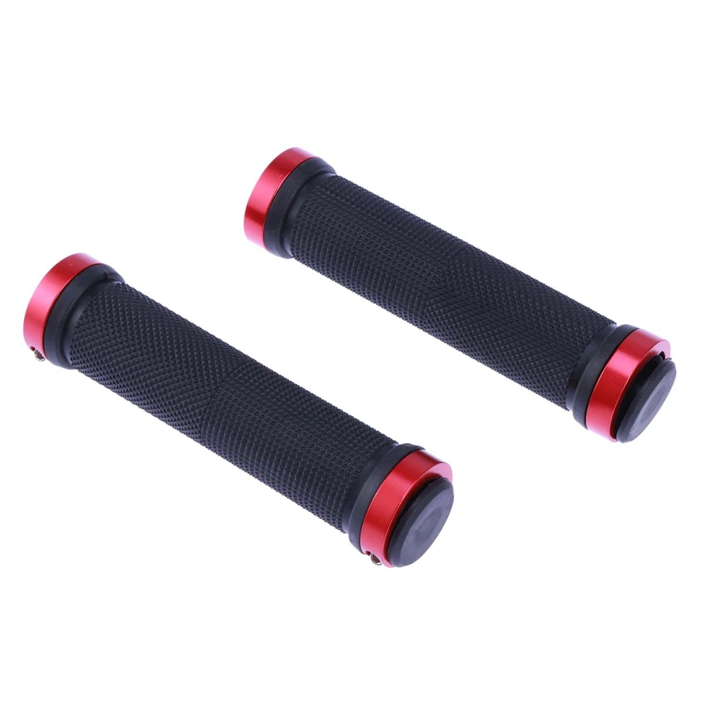 A Pair of Mountain Bike Double Lock Aluminum Alloy Handle Antiskid Handle Sleeve Set(Red)