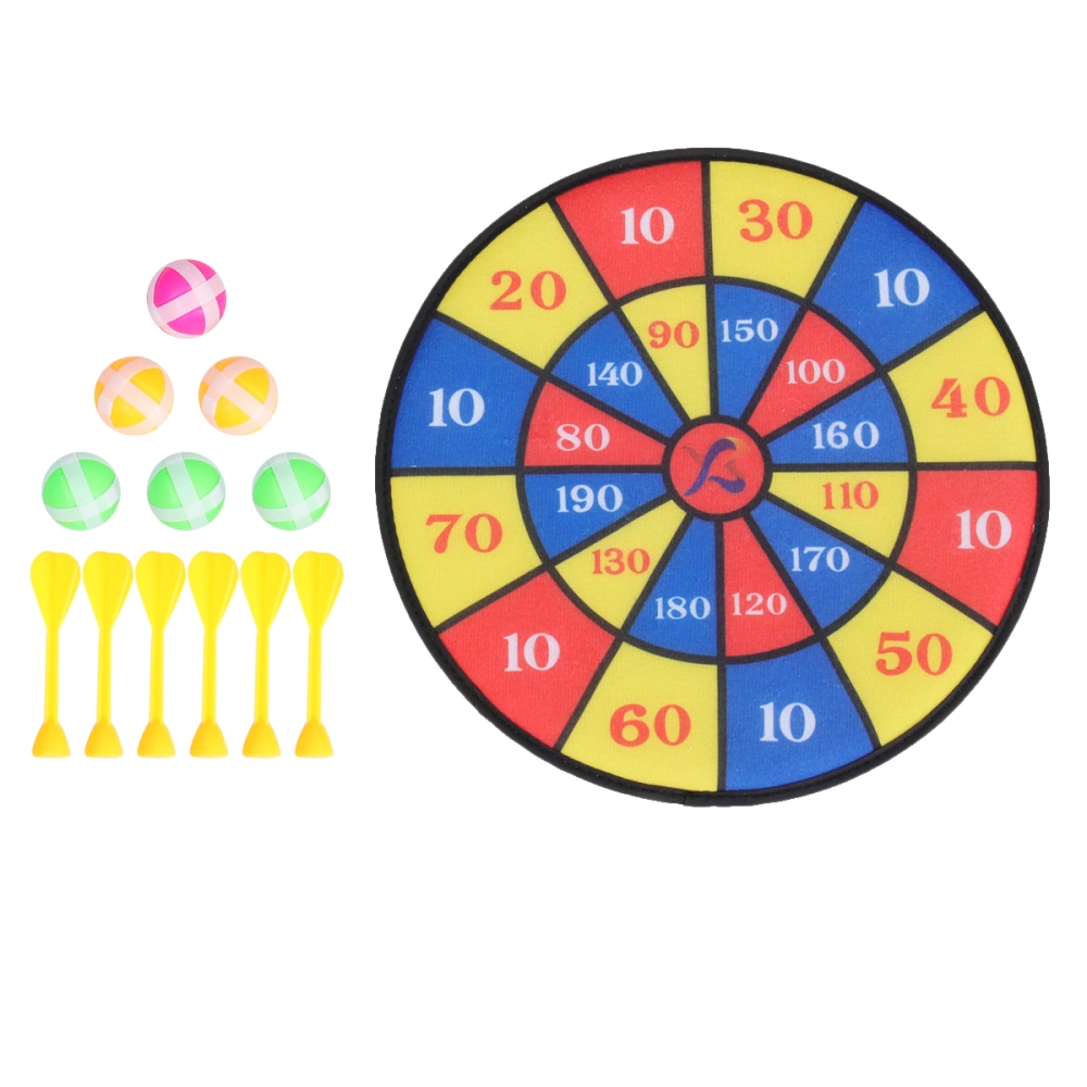 1 Set of Flocking Dart Board with 4pcs Darts Leisure Game Dartboard Set Board Games Kids Adults Toy Gift for Office Home Outdoor (6Pcs Balls+6Pcs Dart Needle)