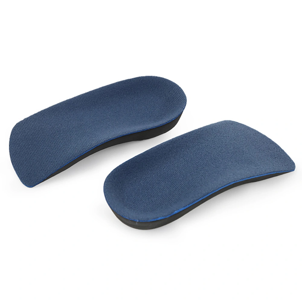 1 Pair 3/4 Women Orthotic Insoles Pads Heel Arch Support Plantar Fasciitis Massage Flat Feet Pads Size L (Blue and Black)