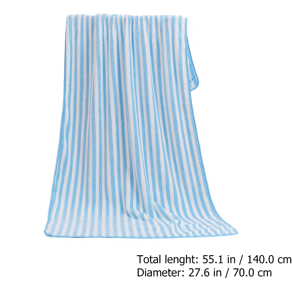 1pc Coral Fleece Bath Towel Thickened Beach Towel Wide Stripe Shower Towel