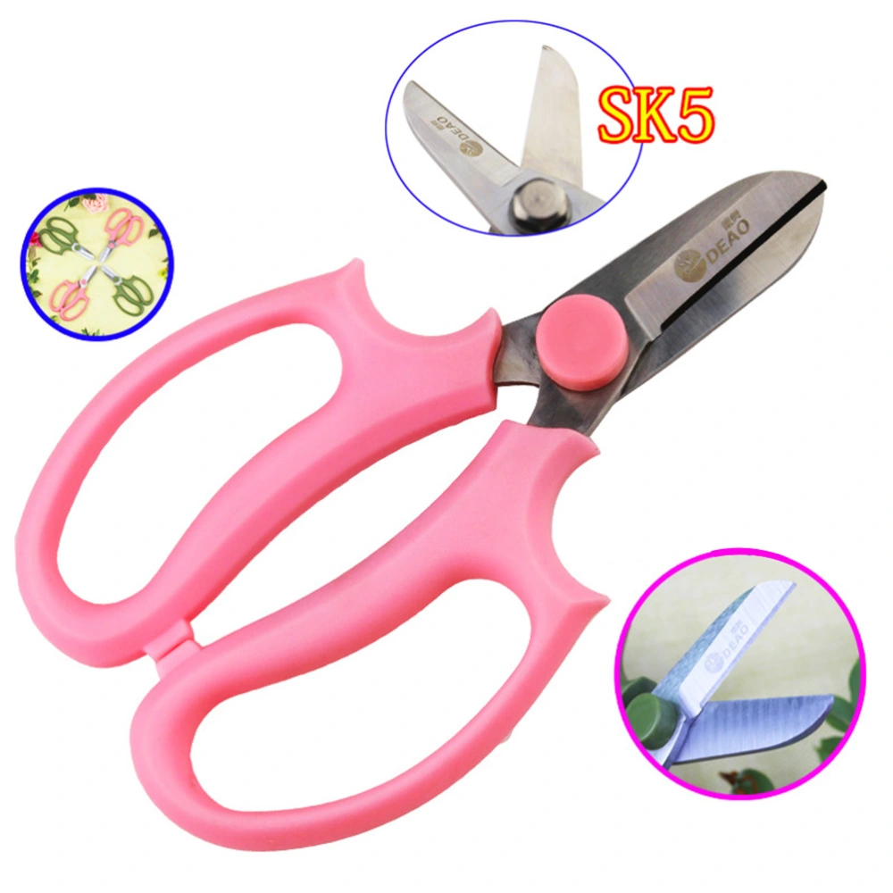 Roung Head Pruning Gardening Flower Scissors Branch Shears Bonsai Pruners Flower Shop Tools(Pink)