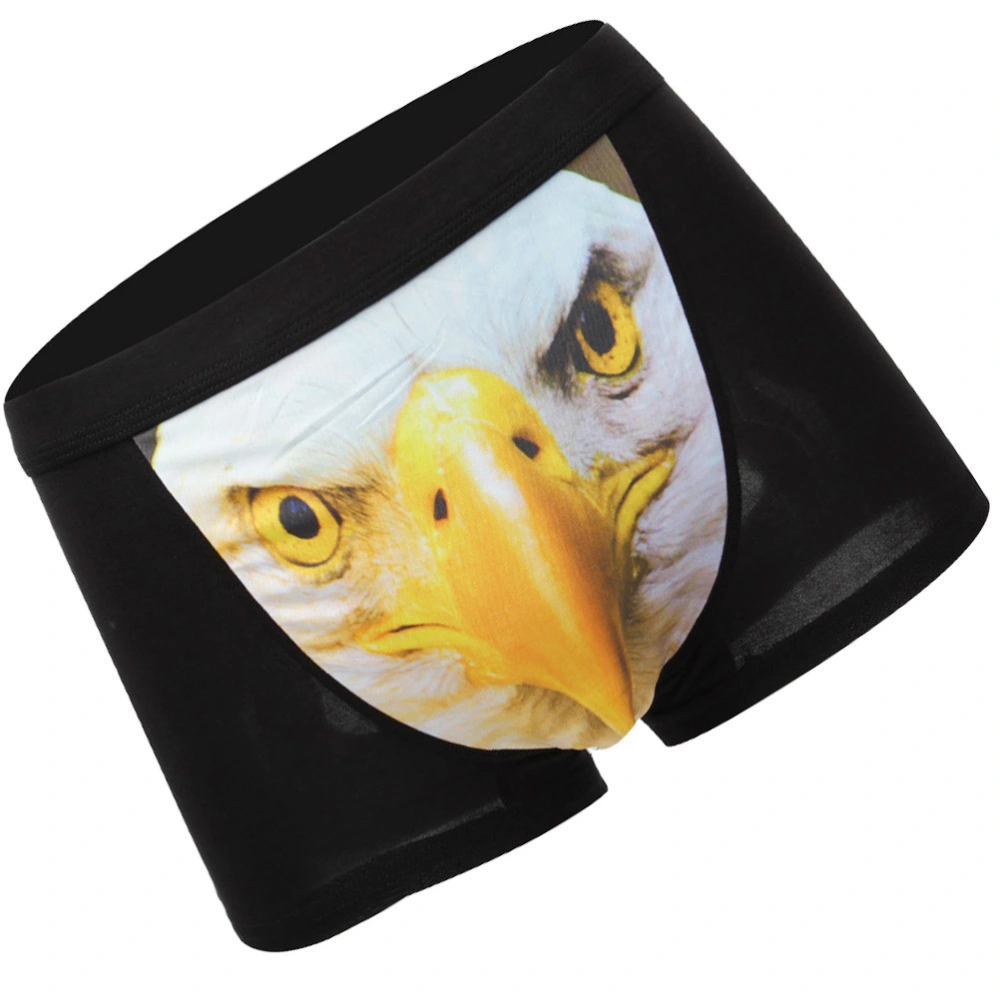 Men's Sexy 3D Eagle Head Animal Underwear Briefs Stretch Modal Underpants Size L (Black)