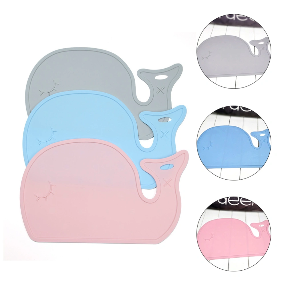 1pc Silicone Placemat Cartoon Whale Table Mat Child Dinning Mat (Random Color)