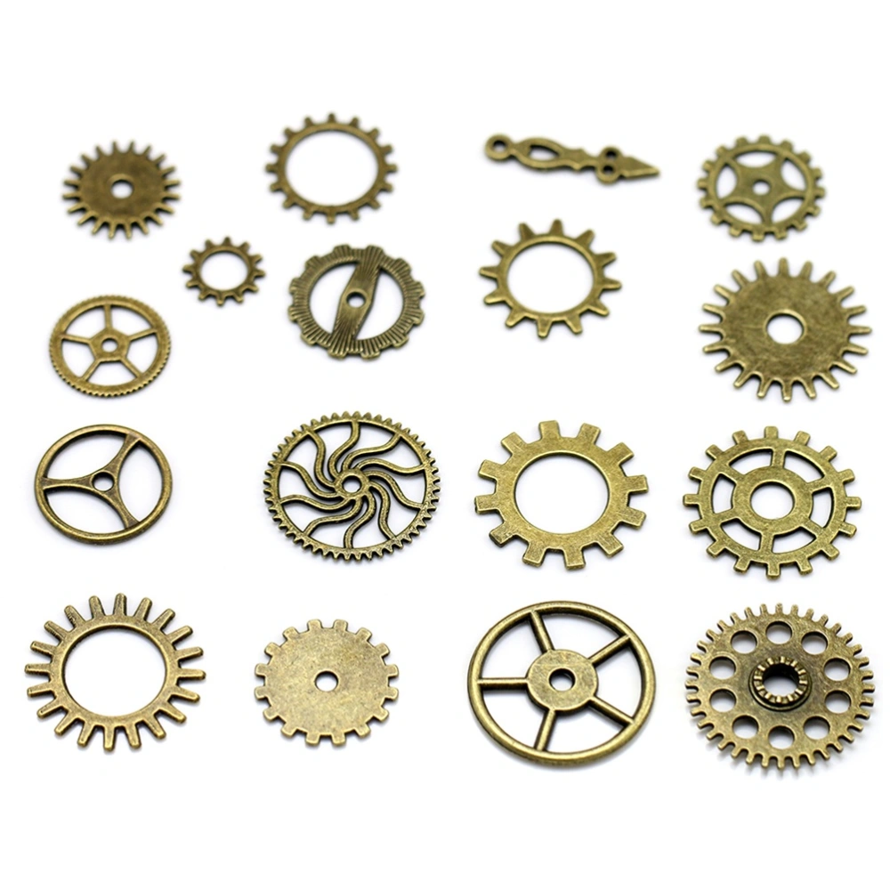 17pcs Assorted Vintage Style Alloy Steampunk Gears Charms Pendant Clock Watch Wheel Gear for DIY Crafting Jewelry Making Accessory (Antique Bronze)