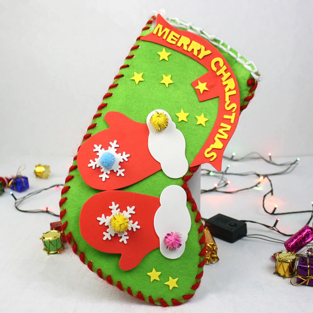 Merry Christmas Stockings DIY Handmade Non-Woven Christmas Stockings Gloves Cut-Free