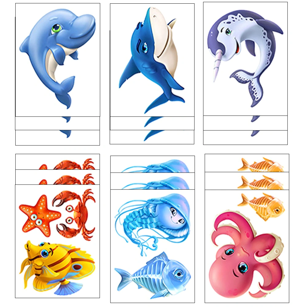 18pcs Cartoon Marine Animal Design Bathtub Stickers Self-adhesive Wall Decals