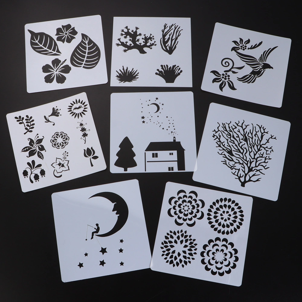 8pcs DIY Hollow Drawing Stencils Kids Spraying Stencils Spray Painted Graffiti Templates (Style Random)