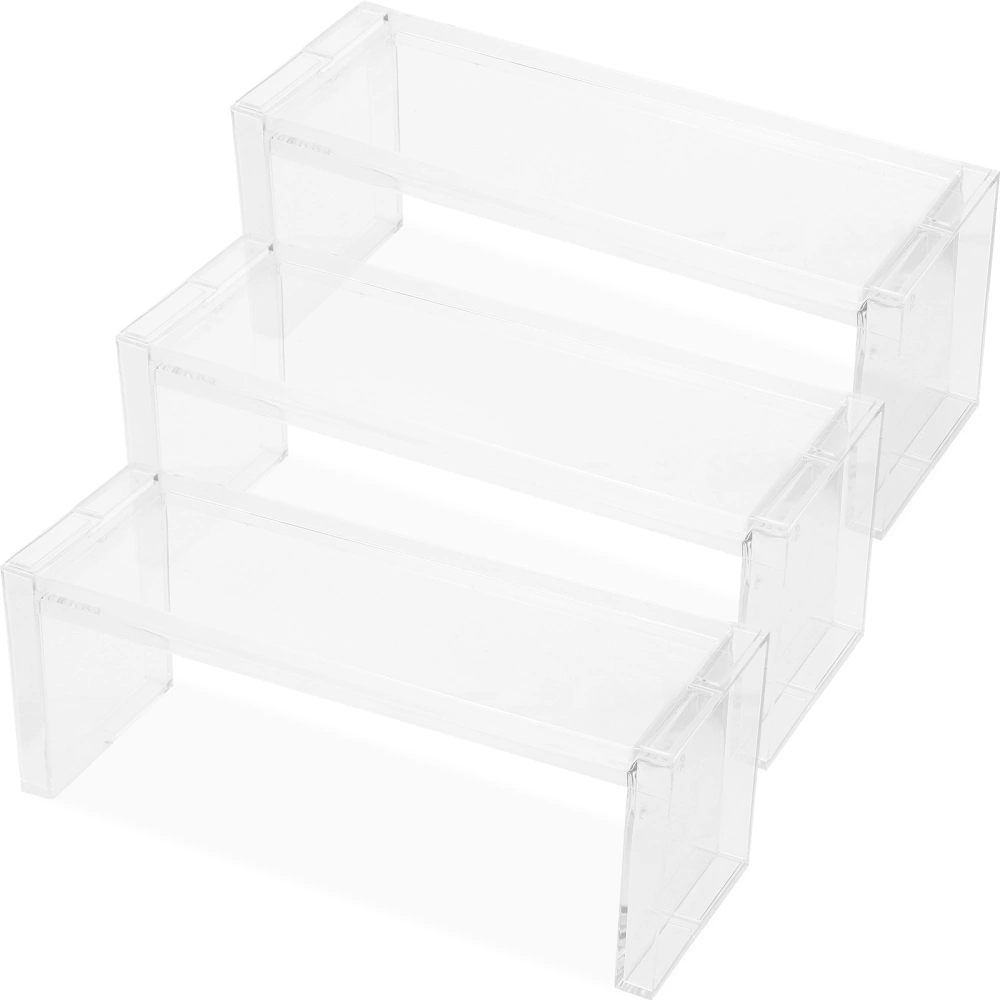 3pcs Rectangular Clear Showcases Collectibles Display Stands Tabletop Display Racks