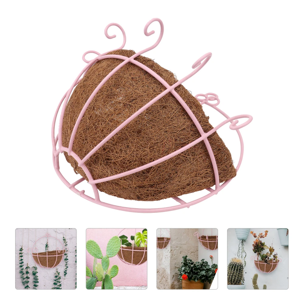 1Set Iron Hanging Planter Basket with Coir Liner Decorative Flower Pots Planter