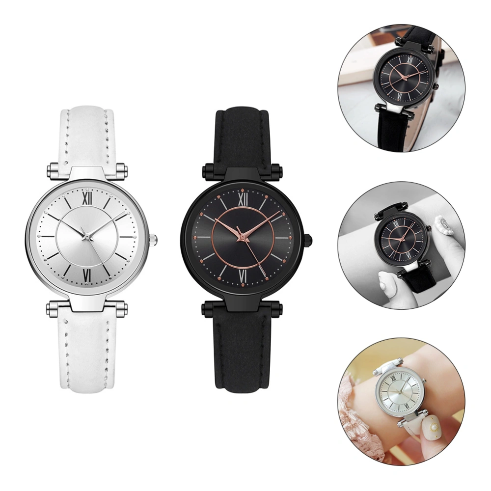 2pcs Creative Women Quartz Watch Women Casual Watch Ladies Quartz Watch