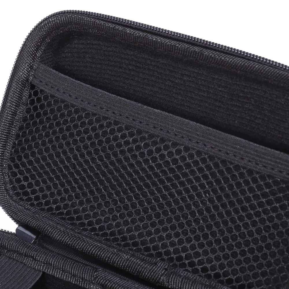 Multifunctional Earphone Bag USB Cable Storage Bag Travel Pouch Organizer EVA Box with Mesh and Elastic (Black)