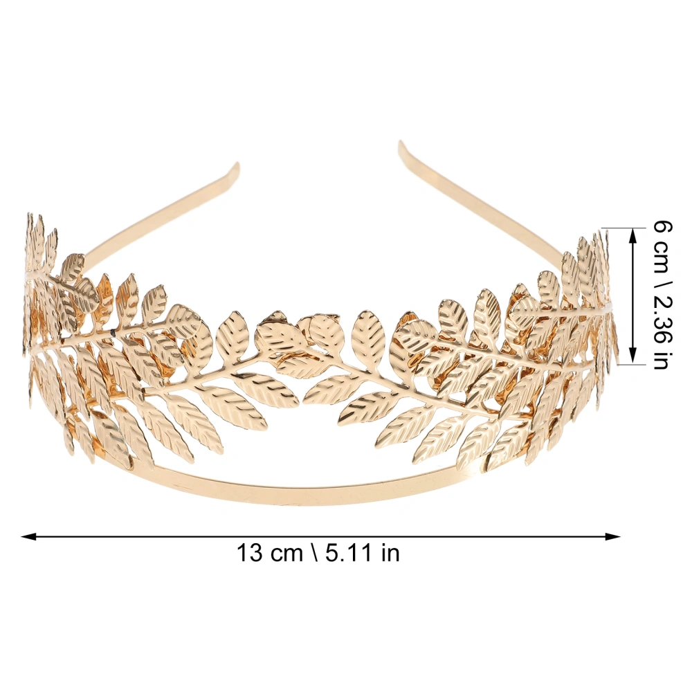 1pc Baroque Leaf Hair Crown Jewelry Hair Accessories for Wedding Birthday Decor (Golden)