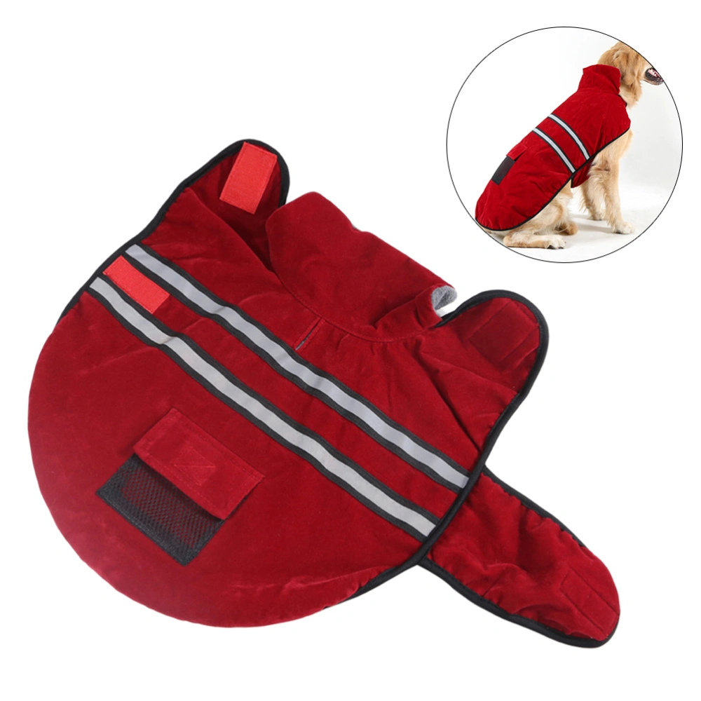 Reflective Pet Winter Coat Warm Dog Clothes for Medium Large Dogs Size M (Wine Red)