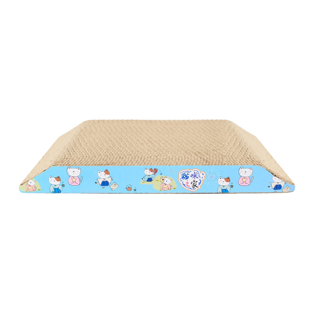Trapezoid Pet Cat Scratch Play Pad Corrugated with Gift Catnip Toy Safe Board Mouse/ Fish Cat Scratcher Toy (Side Color for Random)