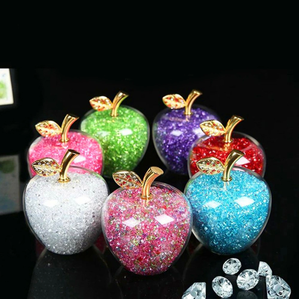 Crystal Apple Figurines Simulation Apple Sculpture Figurines Christmas Apple Gift Glass Art Craft for Home Decoration (Red)