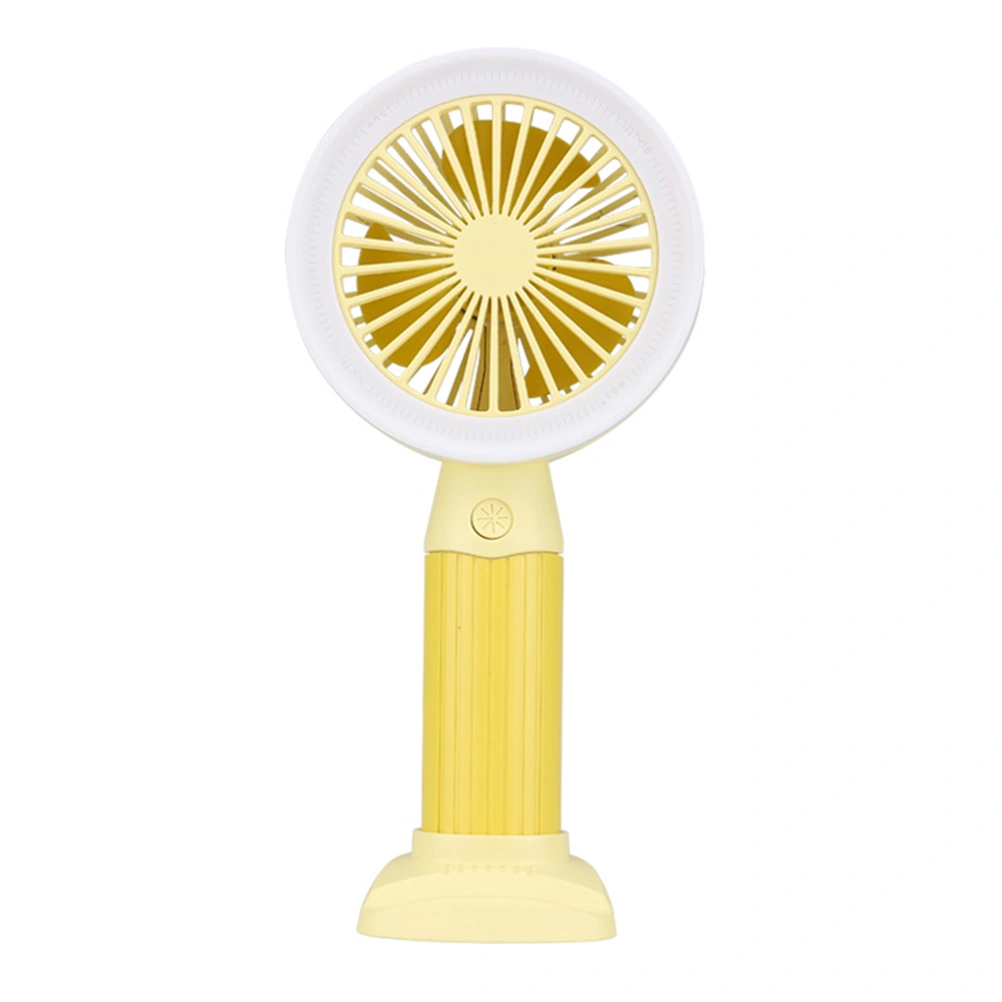 Mute Desktop Fan Mini Handheld Small Fan for Home School with Light Office Outdoor (Yellow)
